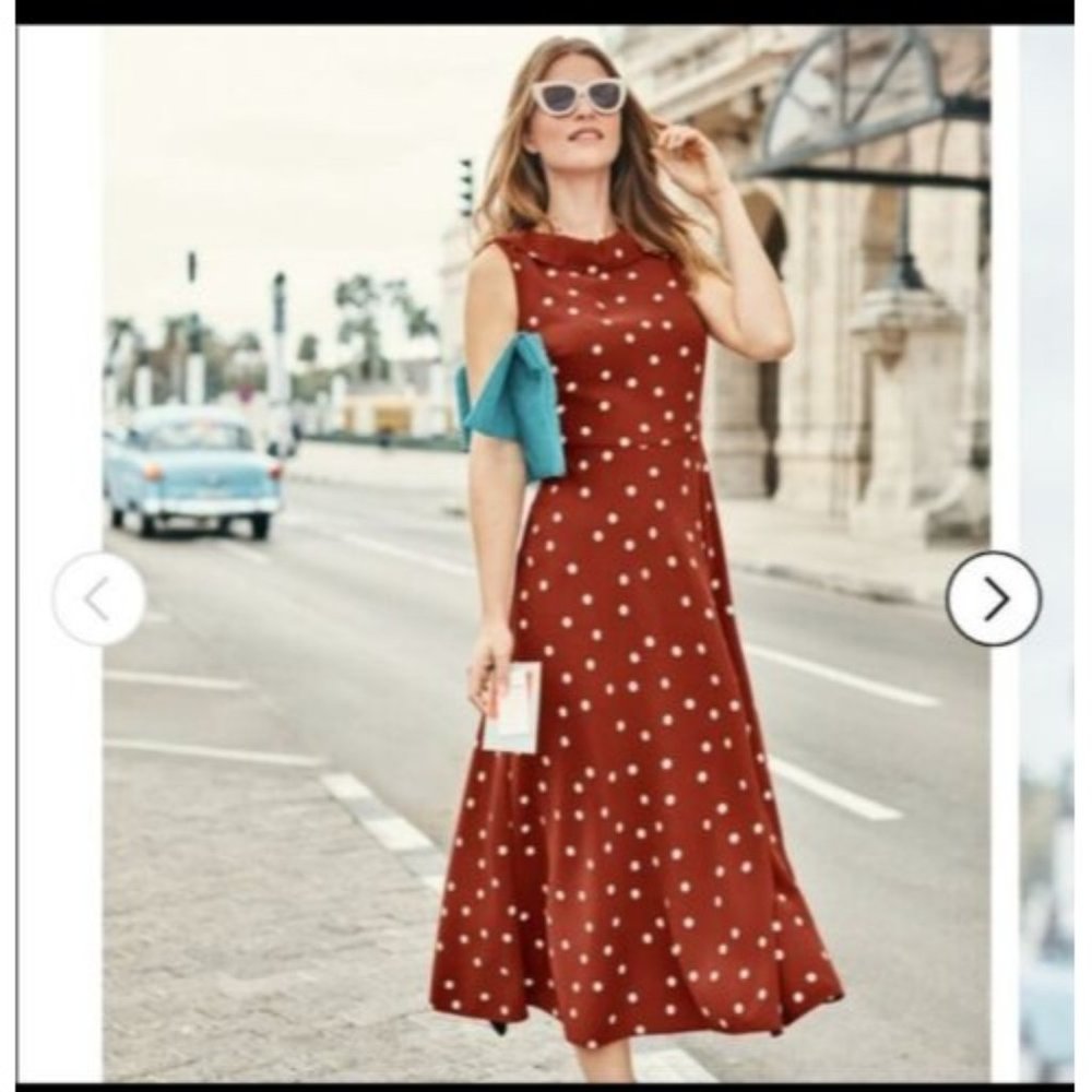 Boden Clarissa Polka Dot Midi Dress 14R NEW